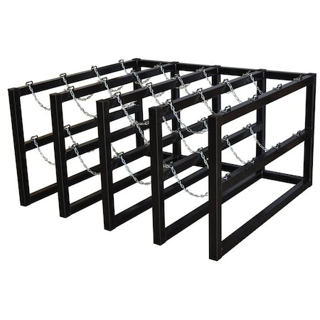 Justrite Cylinder Tube Rack, 4 Wide x 4 Deep, 58"W x 50"D x 30"H, 16 Cylinder Cap. 35162